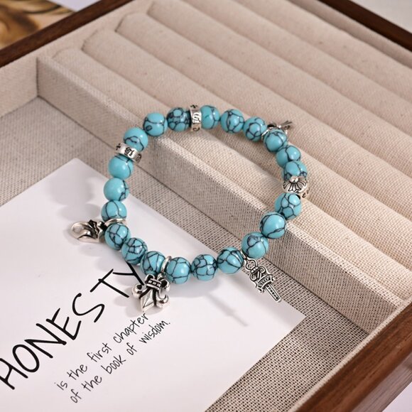 Chrome Hearts Turquoise Sterling Silver 925 Bracelet - Picture 1 of 5